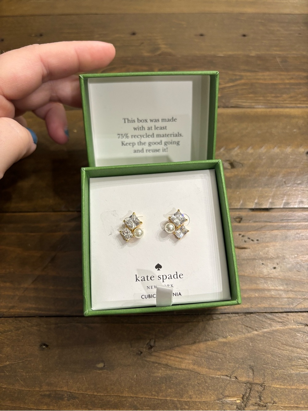 Kate Spade Pearl and Stone Cluster Earrings - Picture 4 of 4